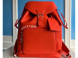 M23099-Red Replica Louis Vuitton Montsouris Backpack A05 Epi Calf leather Mens Bag
