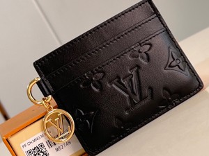 M82748 Replica Louis Vuitton Card Holder H32 Monogram Embossed lambskin Wallets and Small Leather Goods Black