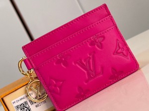 M82738 Louis Vuitton Replica Card Holder H32 Monogram Embossed lambskin Wallets and Small Leather Goods Bougainvillier 