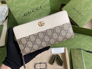 456117-3 Replica Gucci GG Marmont zip around wallet small leather goods for women