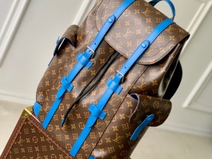 M46813 Replica Louis Vuitton Christopher MM Monogram canvas and cowhide leather backpack for mens Blue