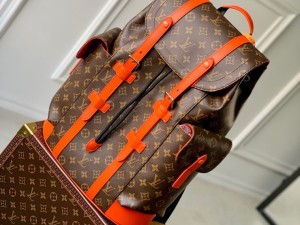 M46814 Louis Vuitton Replica Christopher MM Monogram canvas and cowhide leather backpack for mens Orange