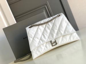 716393-1 Replica Balenciaga Women's Crush Medium Chain Bag Quilted in Optic White shoulder bag
