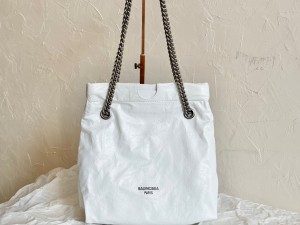 742942-2 Balenciaga Replica Women's Crush Small Tote Bag in White crushed calfskin aged-silver hardware